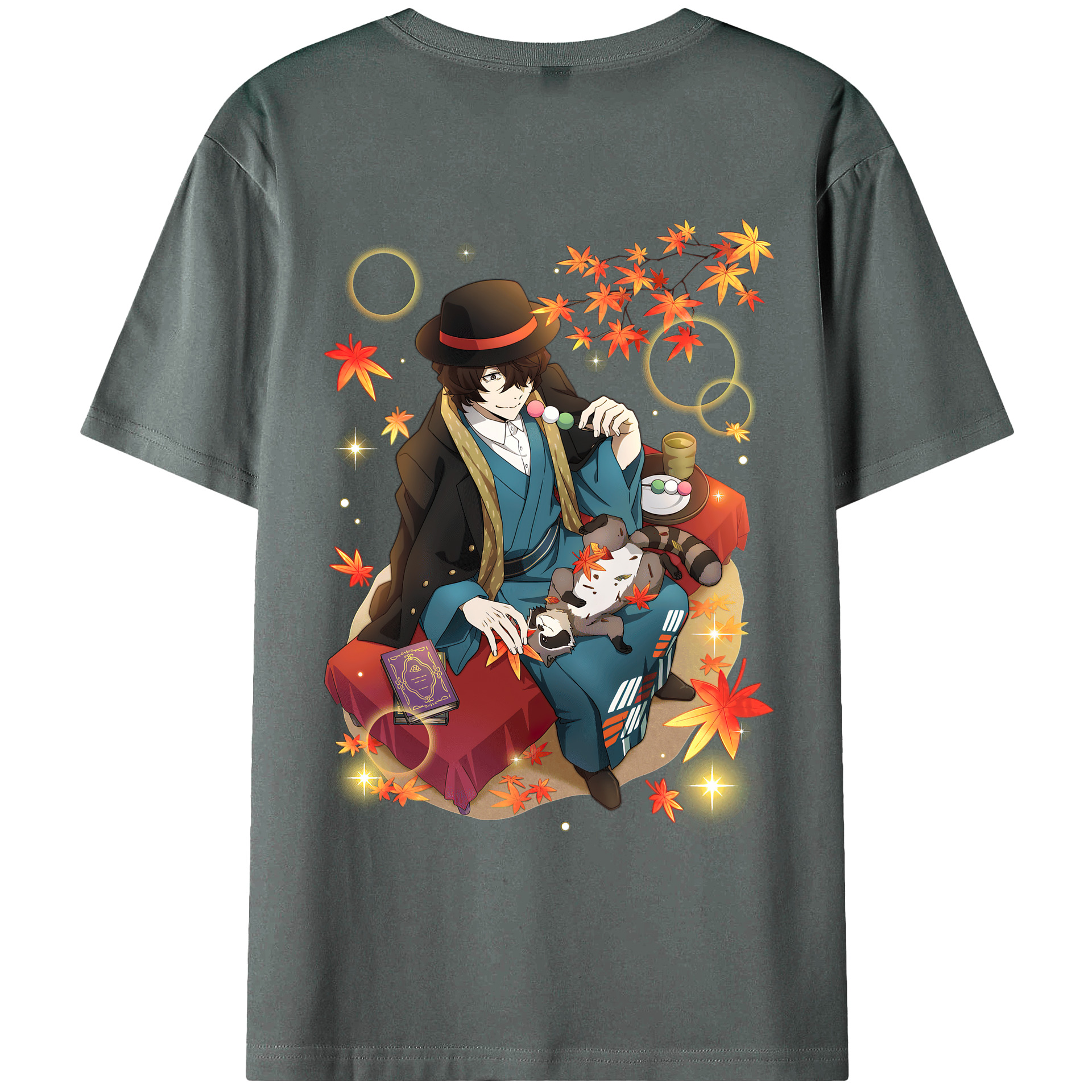 （画像用） 文豪ストレイドッグス Bungo Stray Dogs 綿100％ メンズ半袖Tシャツ（バックプリント） 通気性
